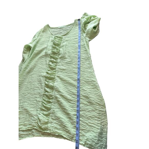 Cut Loose Blouse Green 3/4 Sleeve Ruched Lightweight Lagenlook Shirt Small - Picture 12 of 12